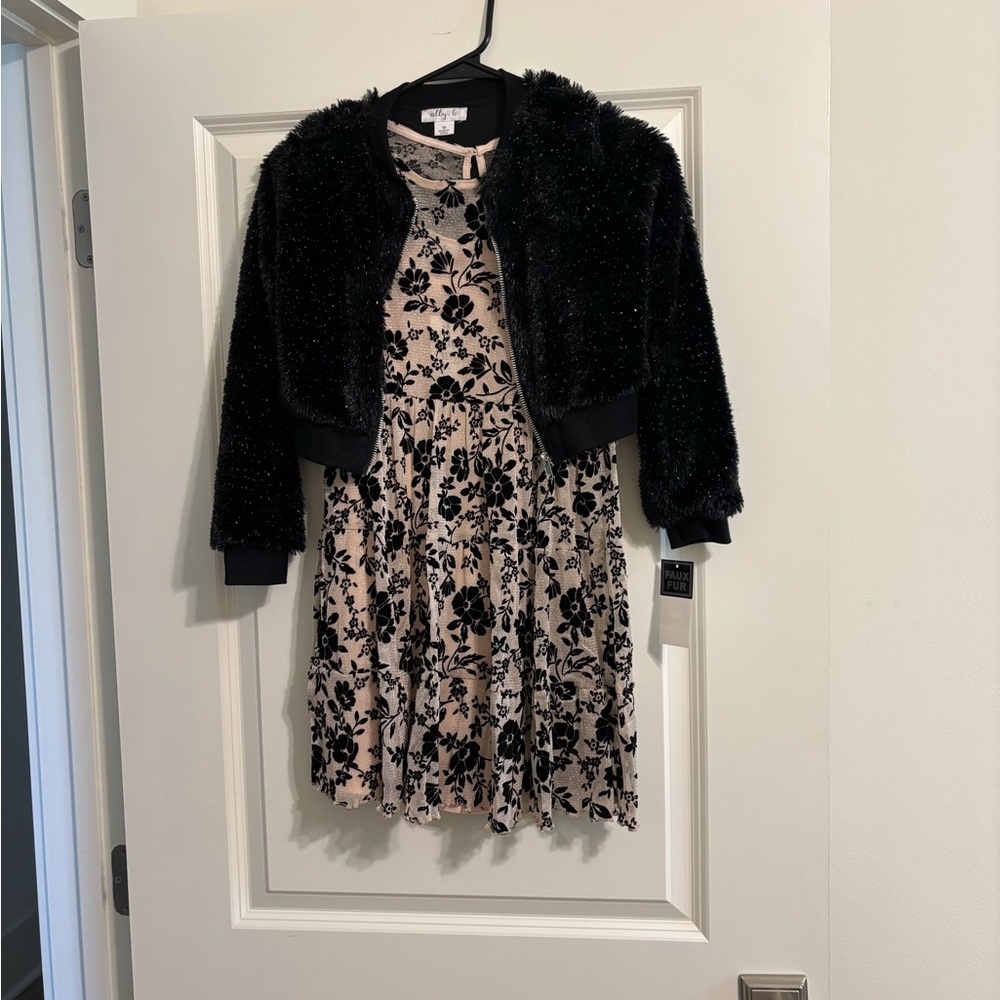 Ally B Dress with BlackTeddy Jacket